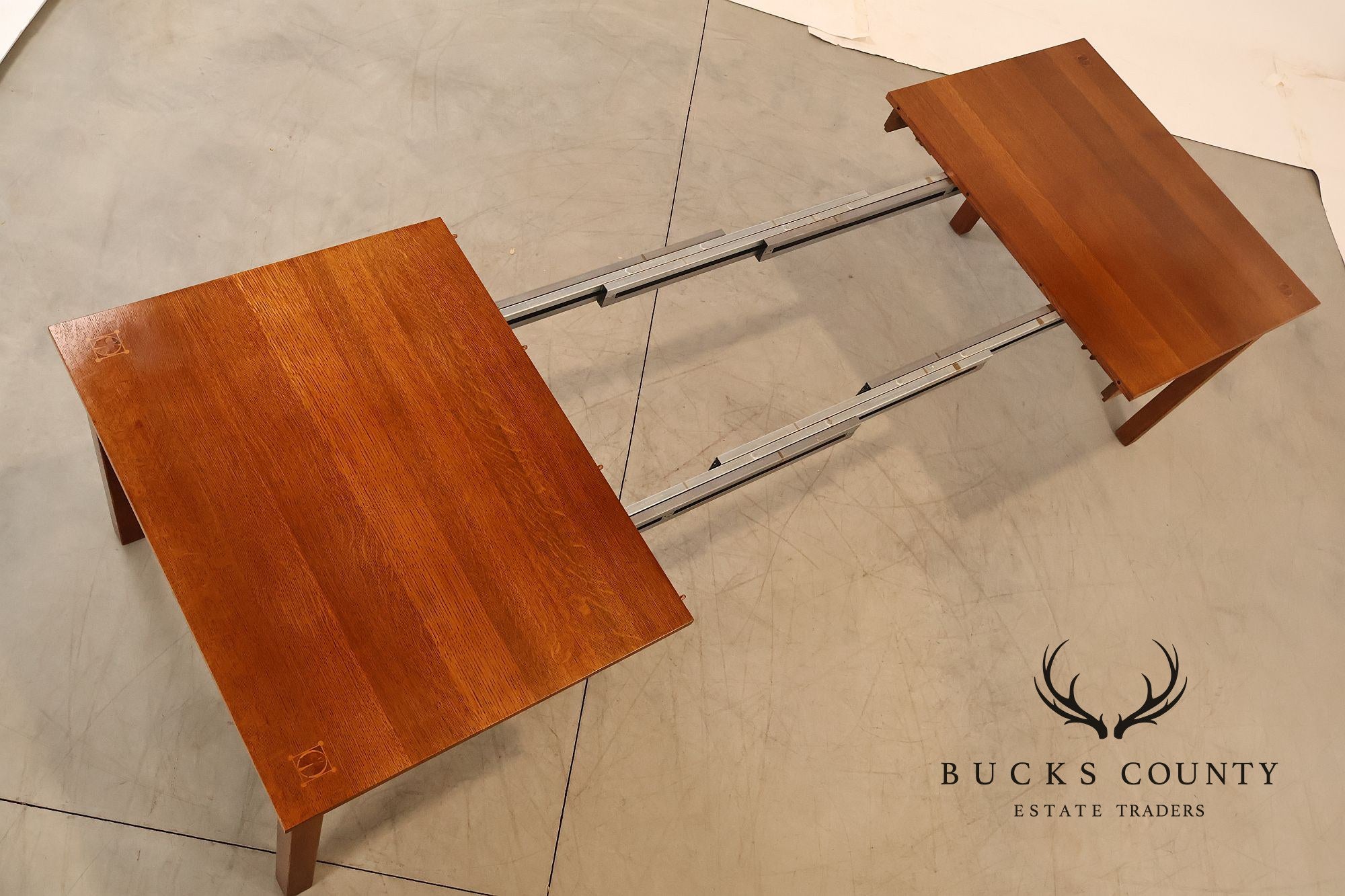Stickley Mission Collection Harvey Ellis Inlaid Oak Extendable Dining Table