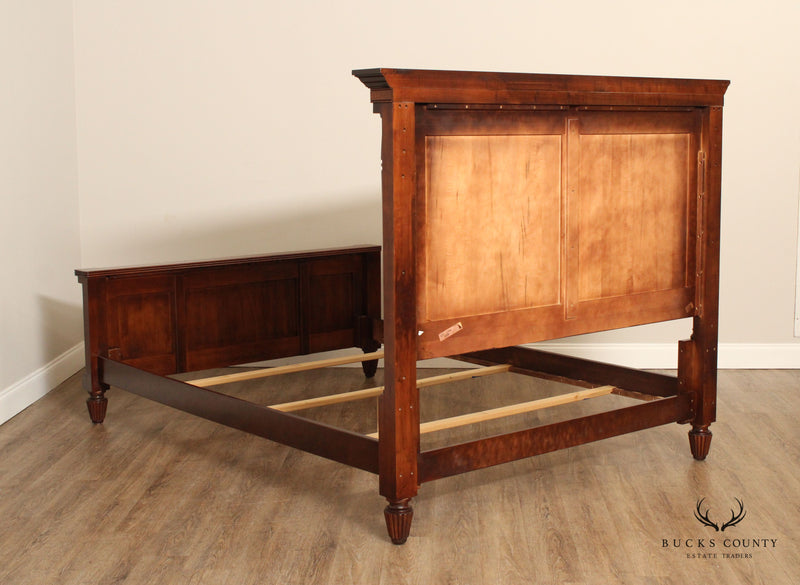 Traditional Style Queen Cherry Panel Bed Frame