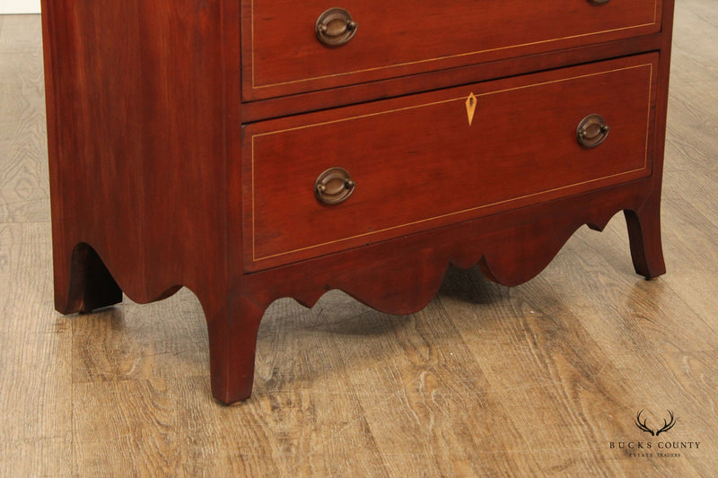 Hand Crafted Federal Style Inlaid Cherry Chest of Drawers