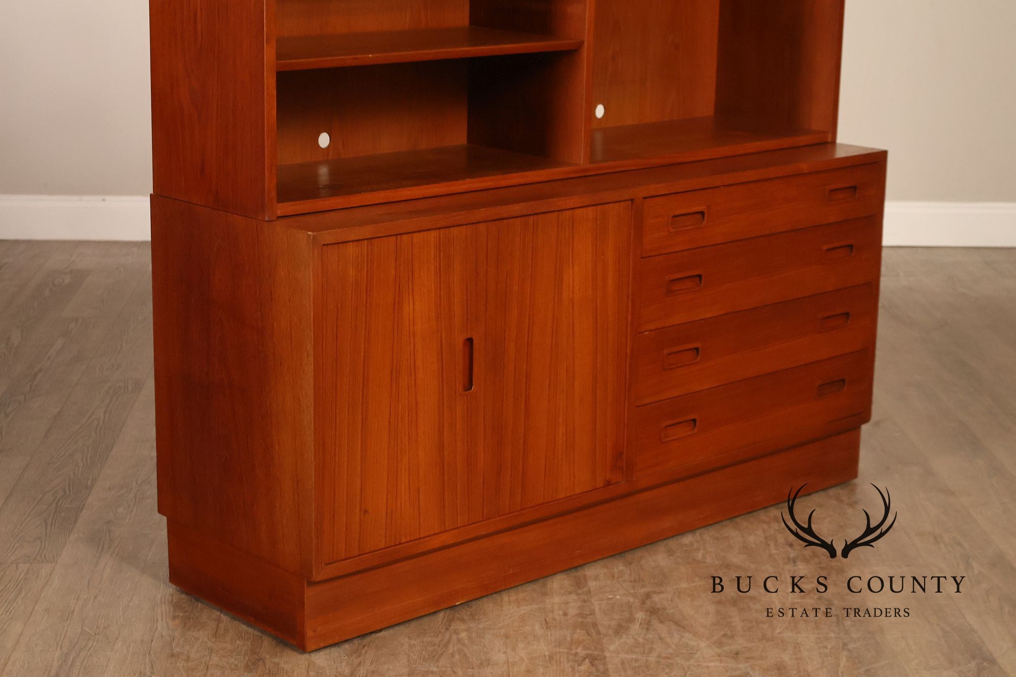 Danish Modern Teak Bookcase Hutch