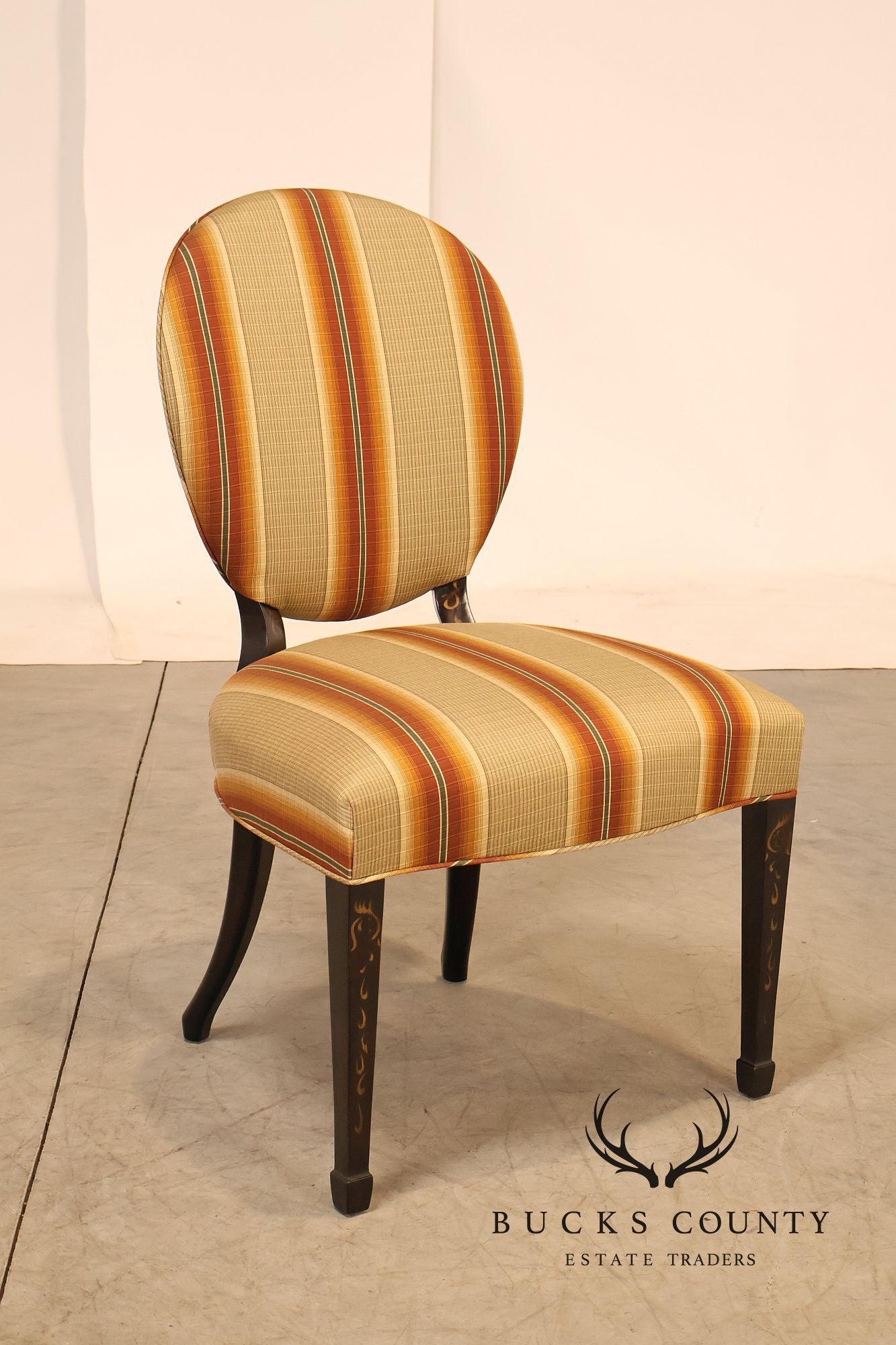 Baker Furniture Set Of Eight Oval Back Dining Chairs
