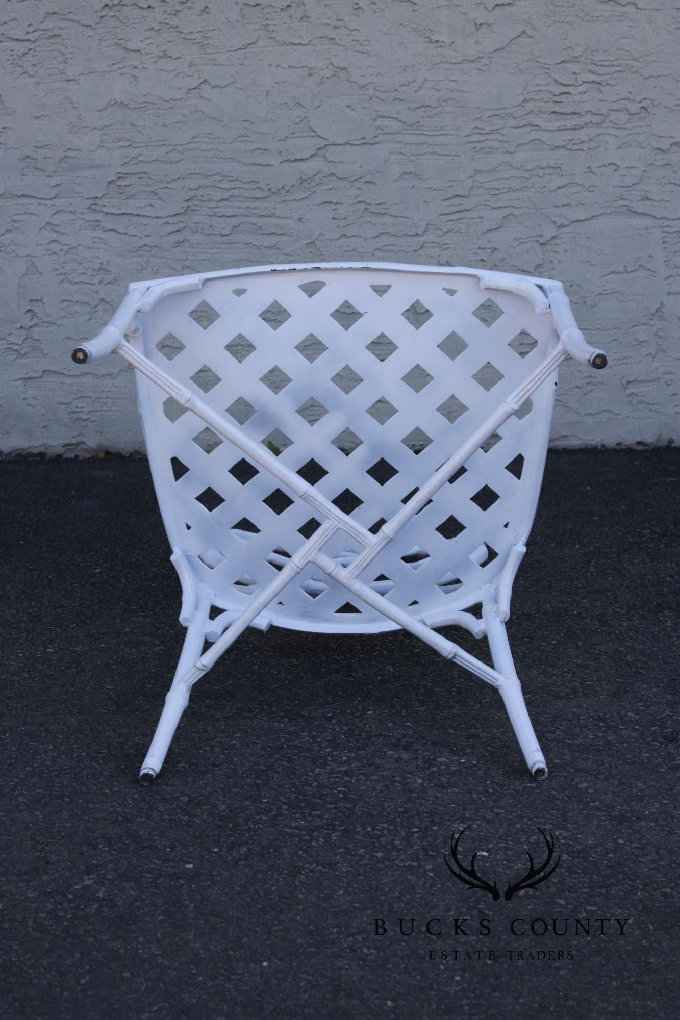Faux Bamboo Vintage Set Of Four Cast Aluminum Patio Garden Dining Chairs