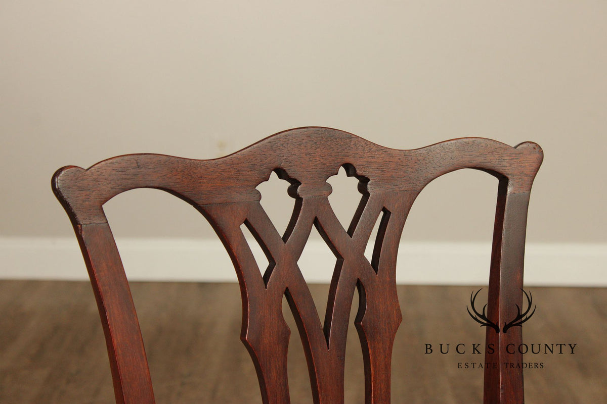 Vintage Chippendale Style Set Of Six Mahogany Dining Chairs