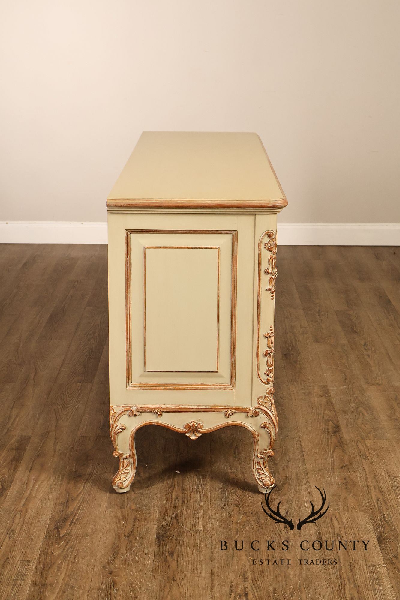 French Rococo Style Painted Sideboard Buffet Cabinet