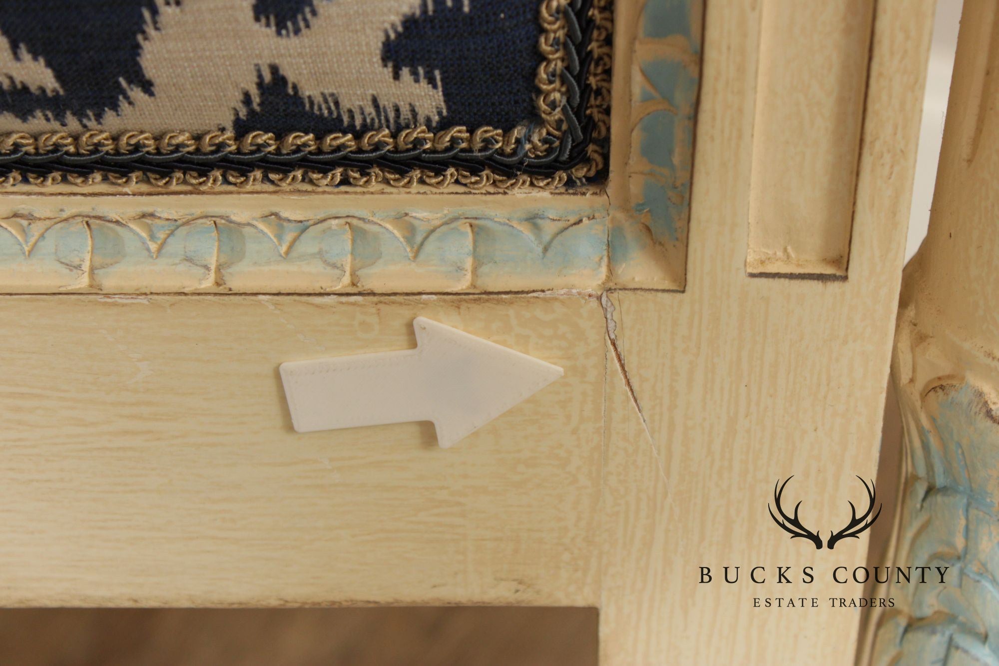 French Louis XVI Style Painted And Upholstered Queen Bed