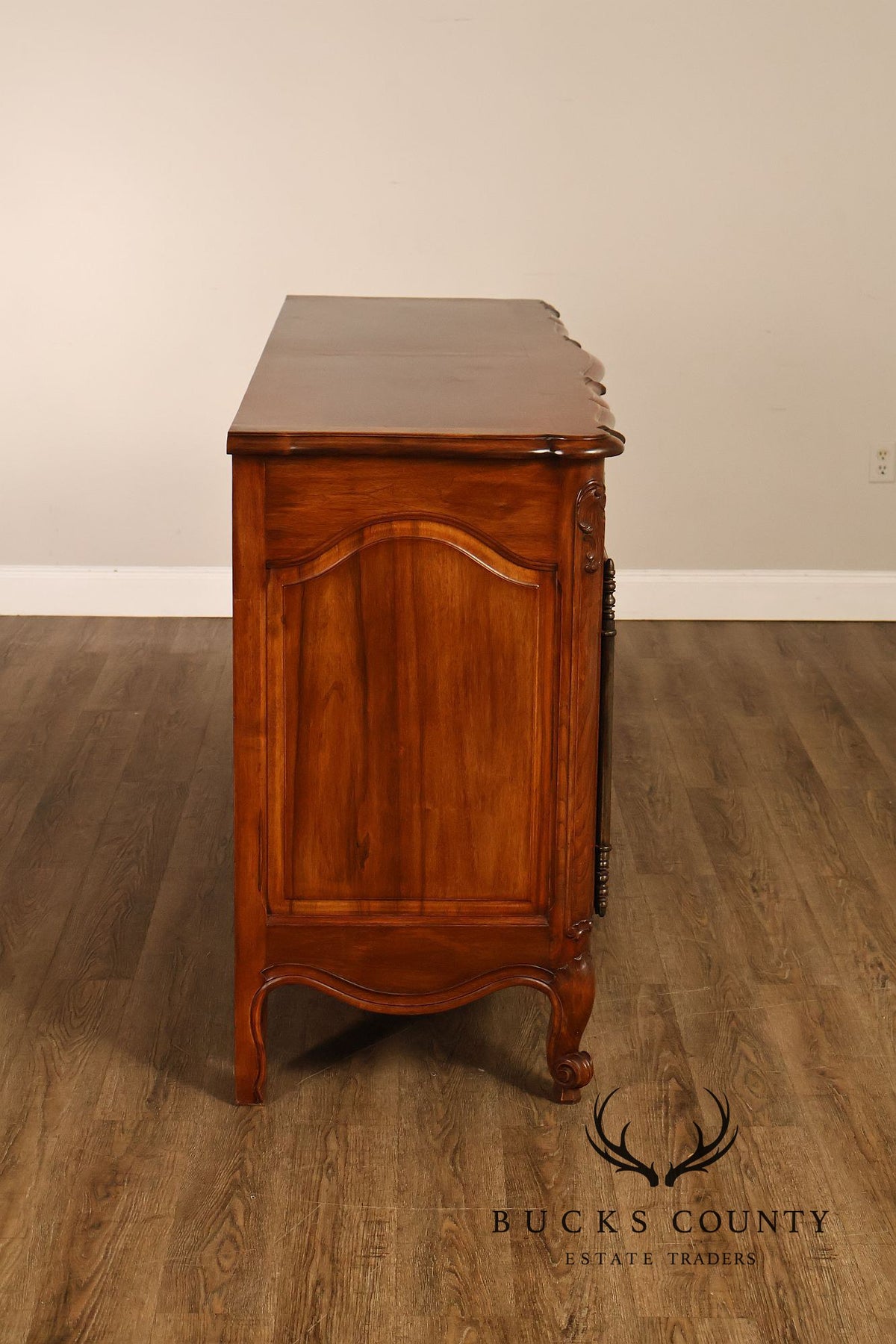 French Provincial Style Carved Fruitwood Three Door Sideboard