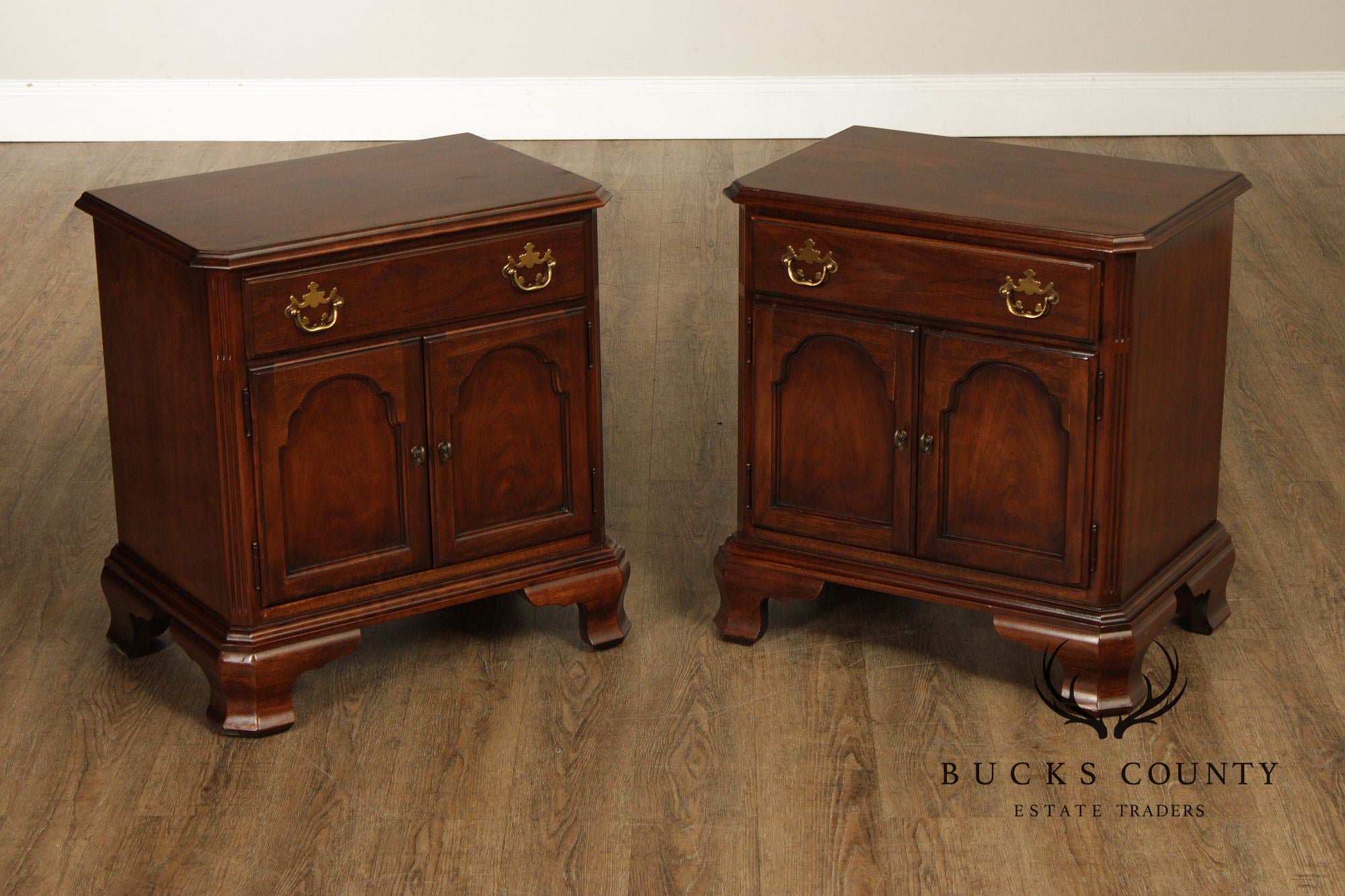 Drexel Cherry Traditional Style Pair Of Nightstands