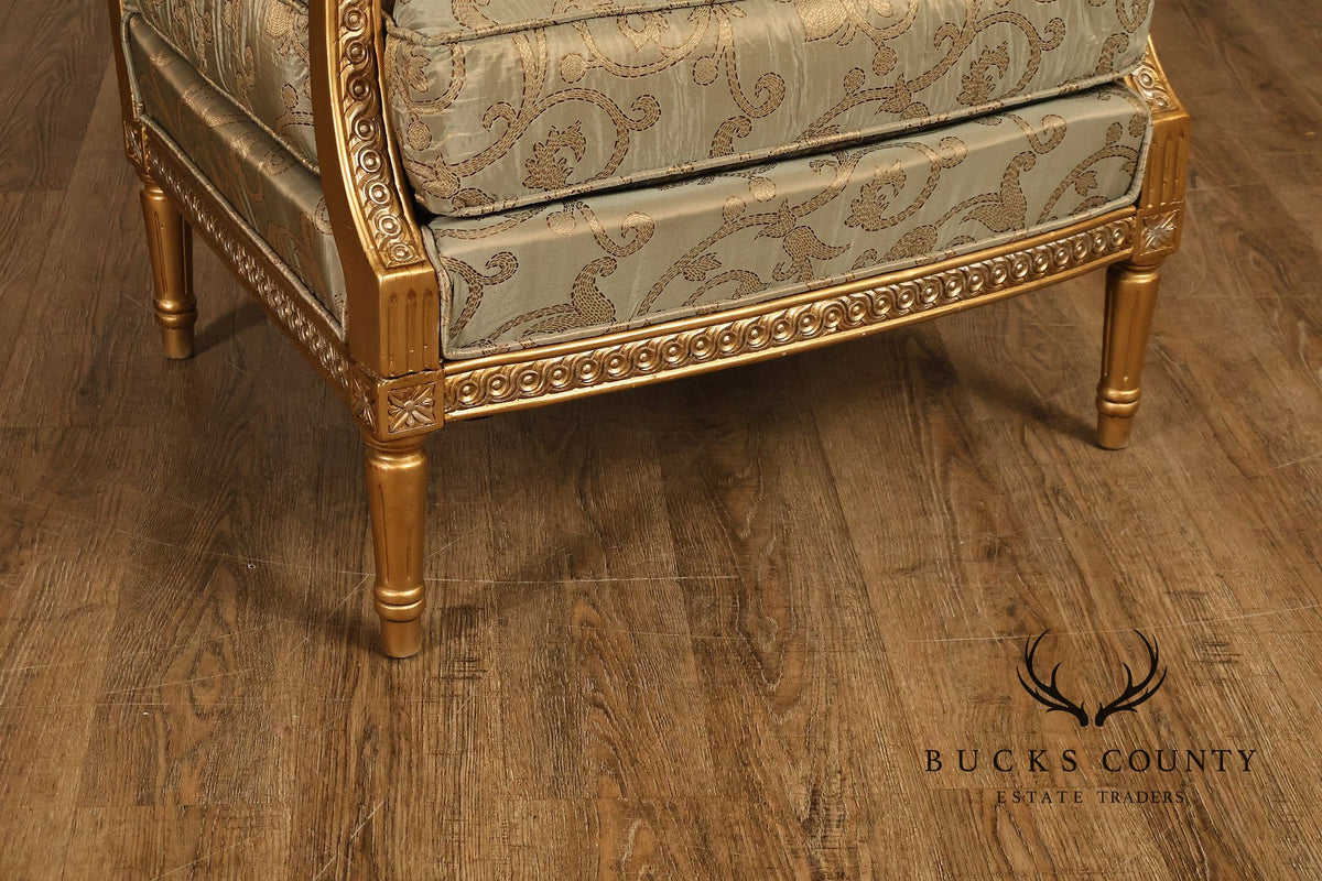French Louis XVI Style Pair of Bergere Armchairs