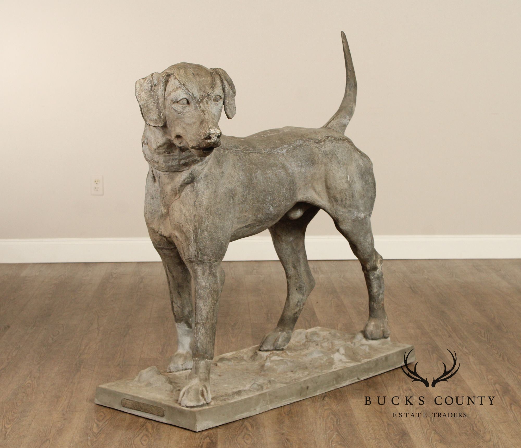 Antique J.W. Fiske Zinc Morley's Dog Statue