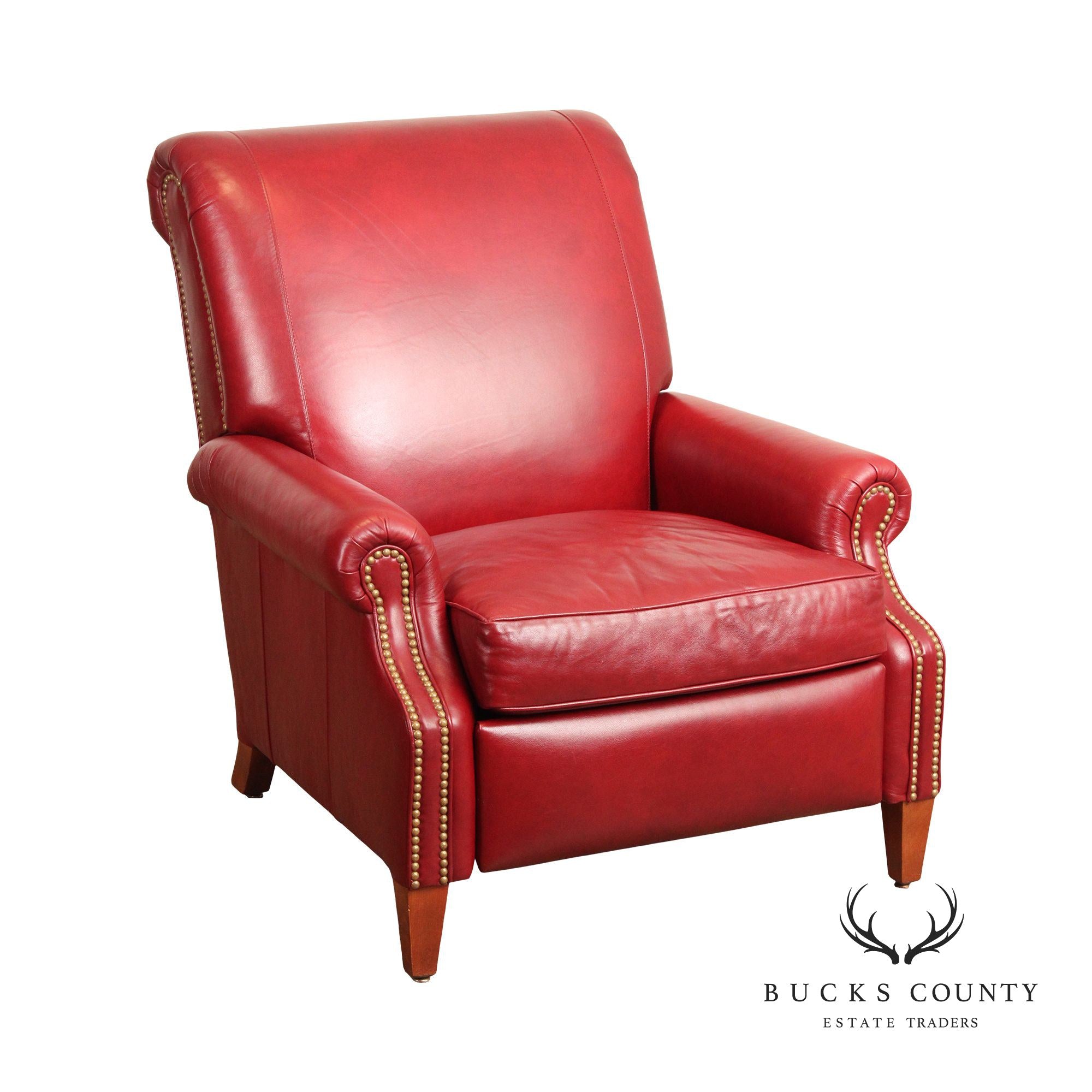 Stickley Craftsman Traditional Red Leather Recliner