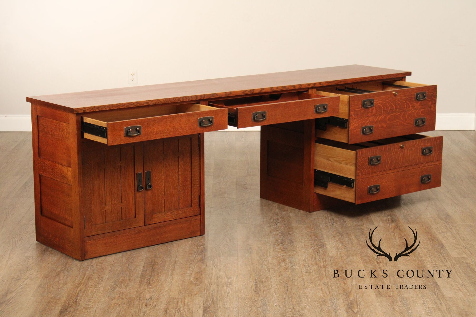 Stickley Mission Collection Oak Long File Desk Credenza