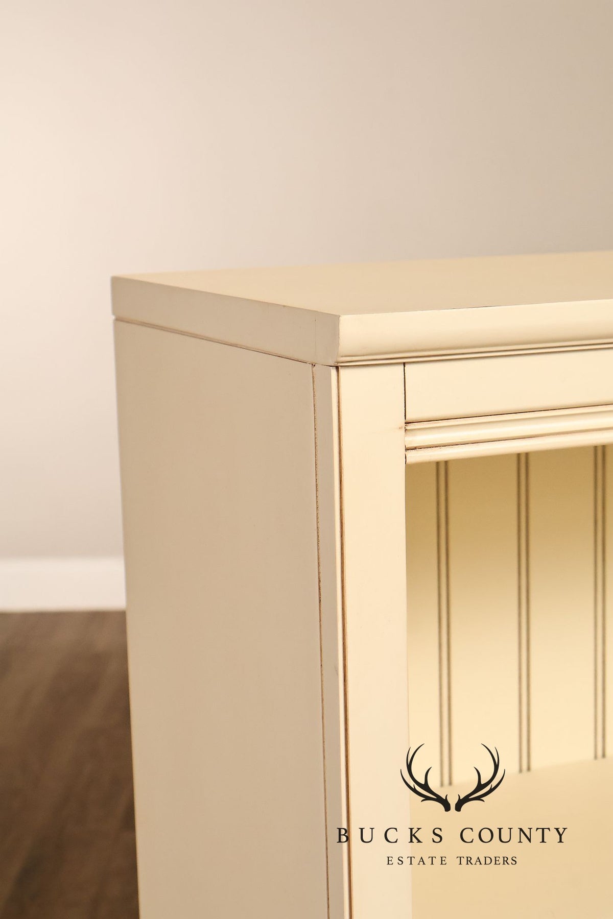 Ethan Allen Coastal Style Pair of Painted Open Bookcases