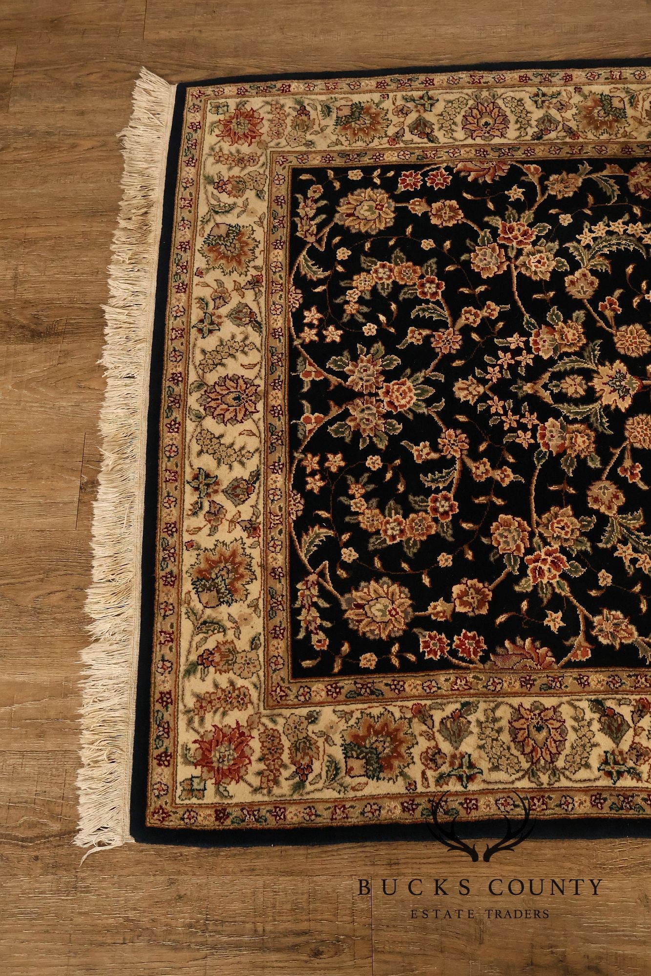 Chinese Tabriz Fish Pattern Hand Woven Wool & Silk Area Rug 4' x 6'