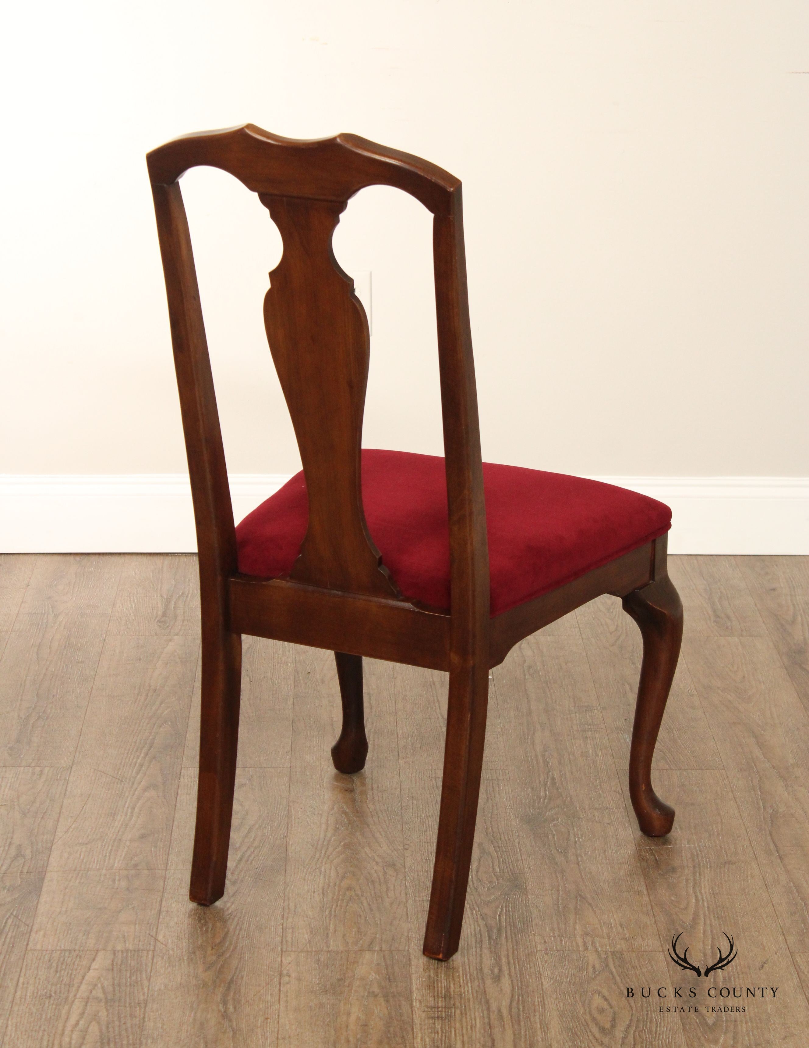 Queen Anne Style Set of Eight Carved Cherry Dining Chairs