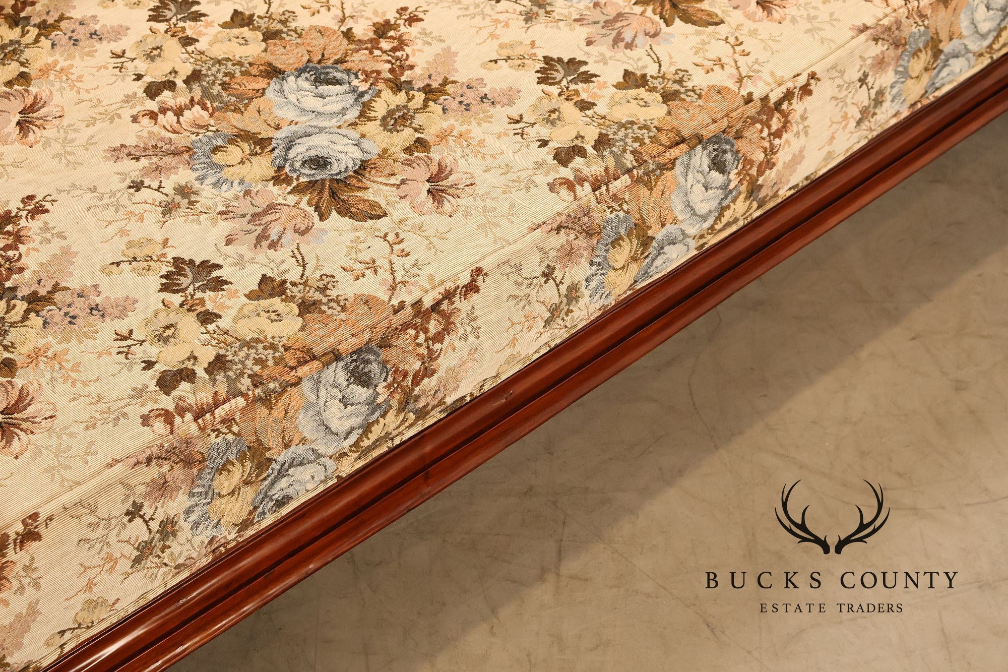 Victorian Style Carved Floral Upholstered Sofa