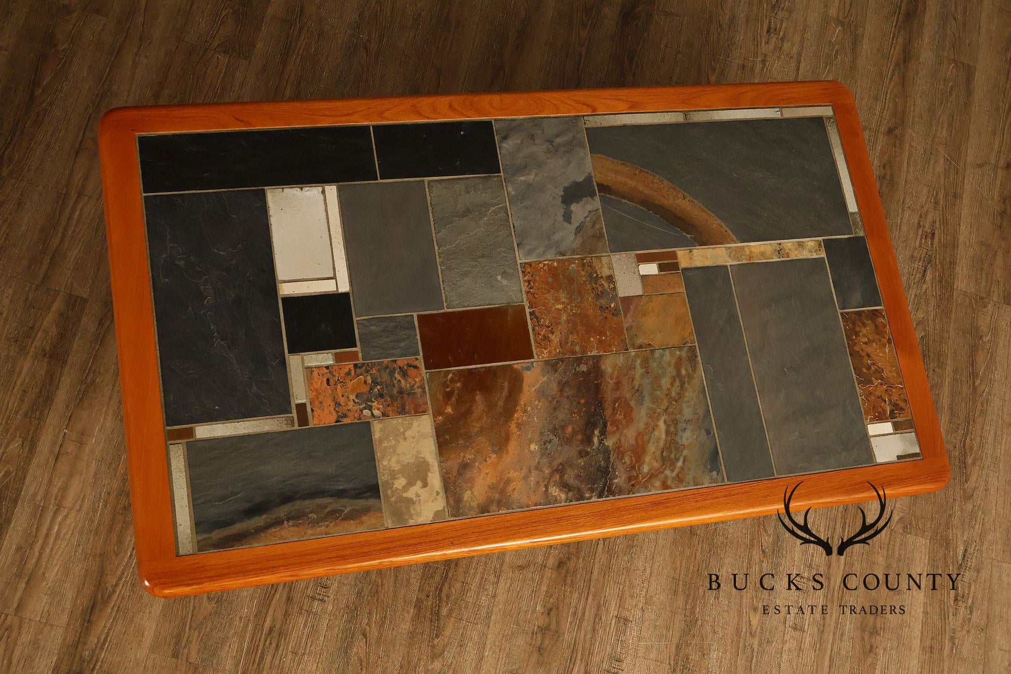 Sallingboe Jelling Danish Modern Teak And Slate Top Coffee Table