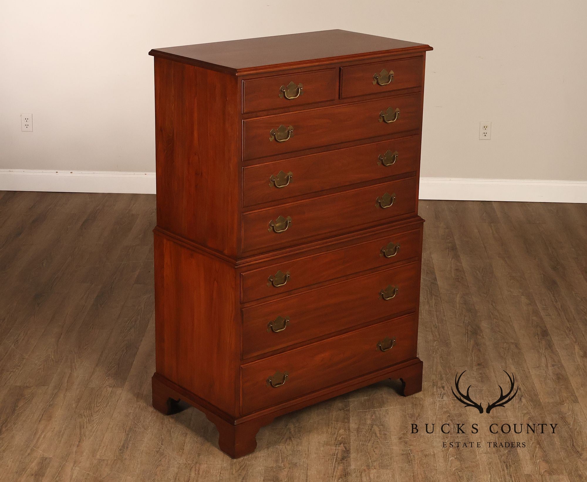 Henkel Harris Chippendale Style Cherry Tall Chest