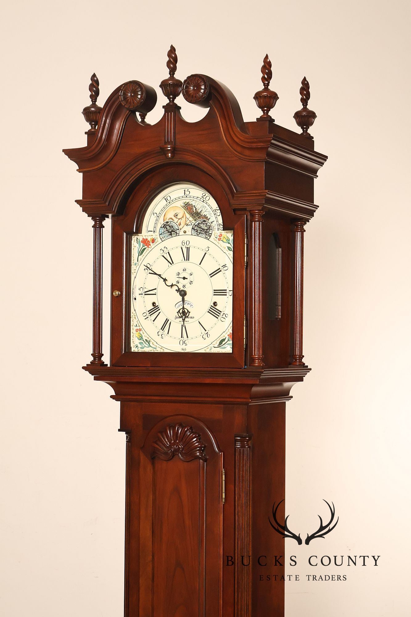 Sligh John Goddard Cherry Newport Tall Cased Grandfather Clock