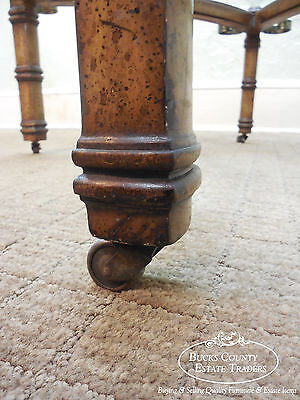 Vintage Spanish Mediterranean Style Walnut Scrolled Metal Glass Top Coffee Table