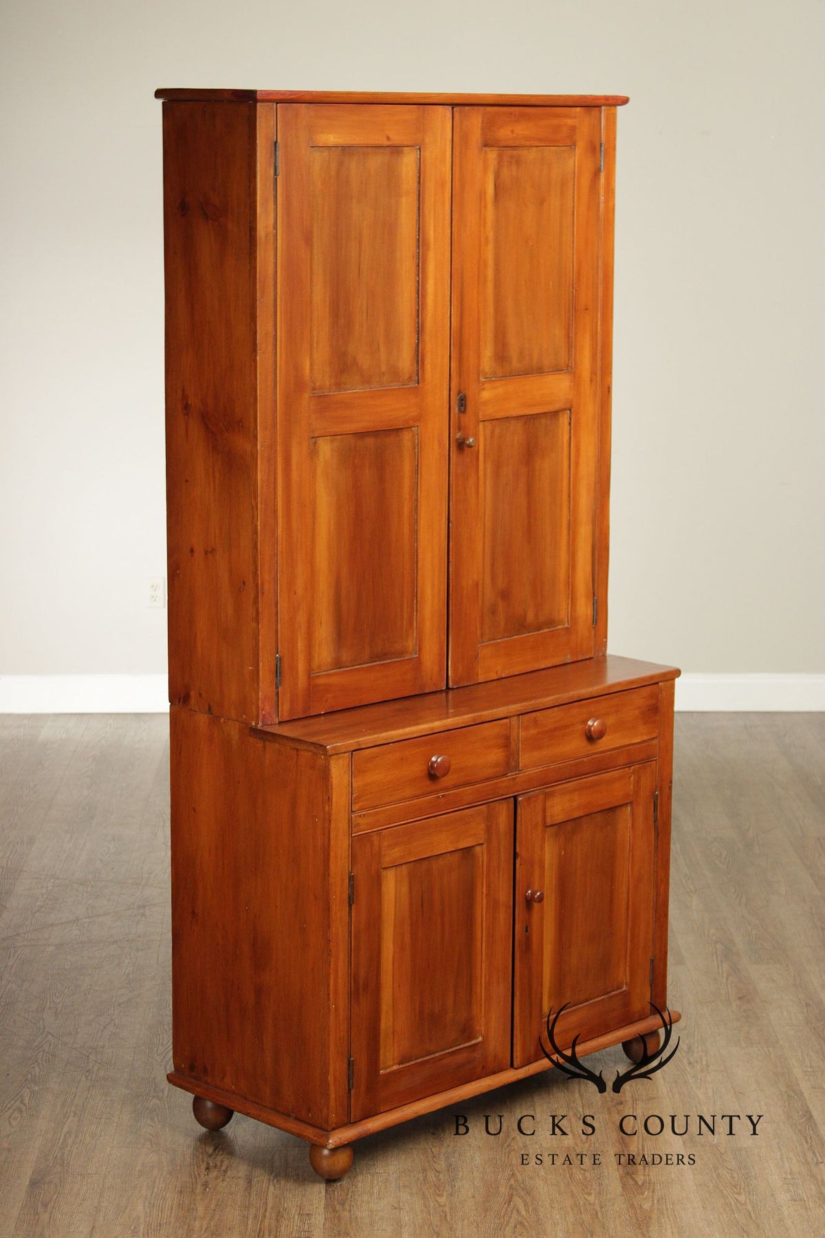 Antique American Primitive Step-Back Cupboard Hutch