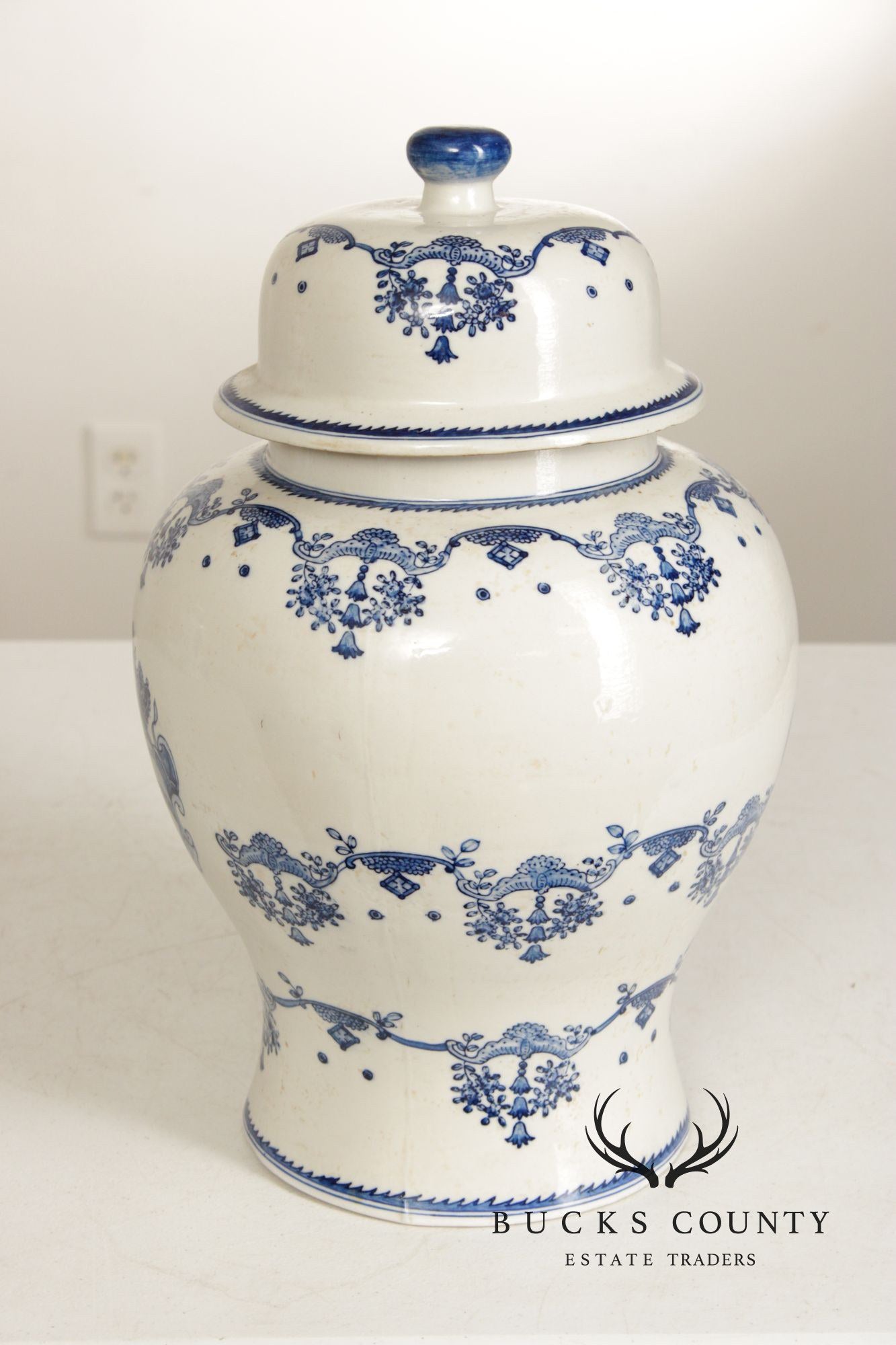 Vintage Pair of Blue and White Porcelain Ginger Jars