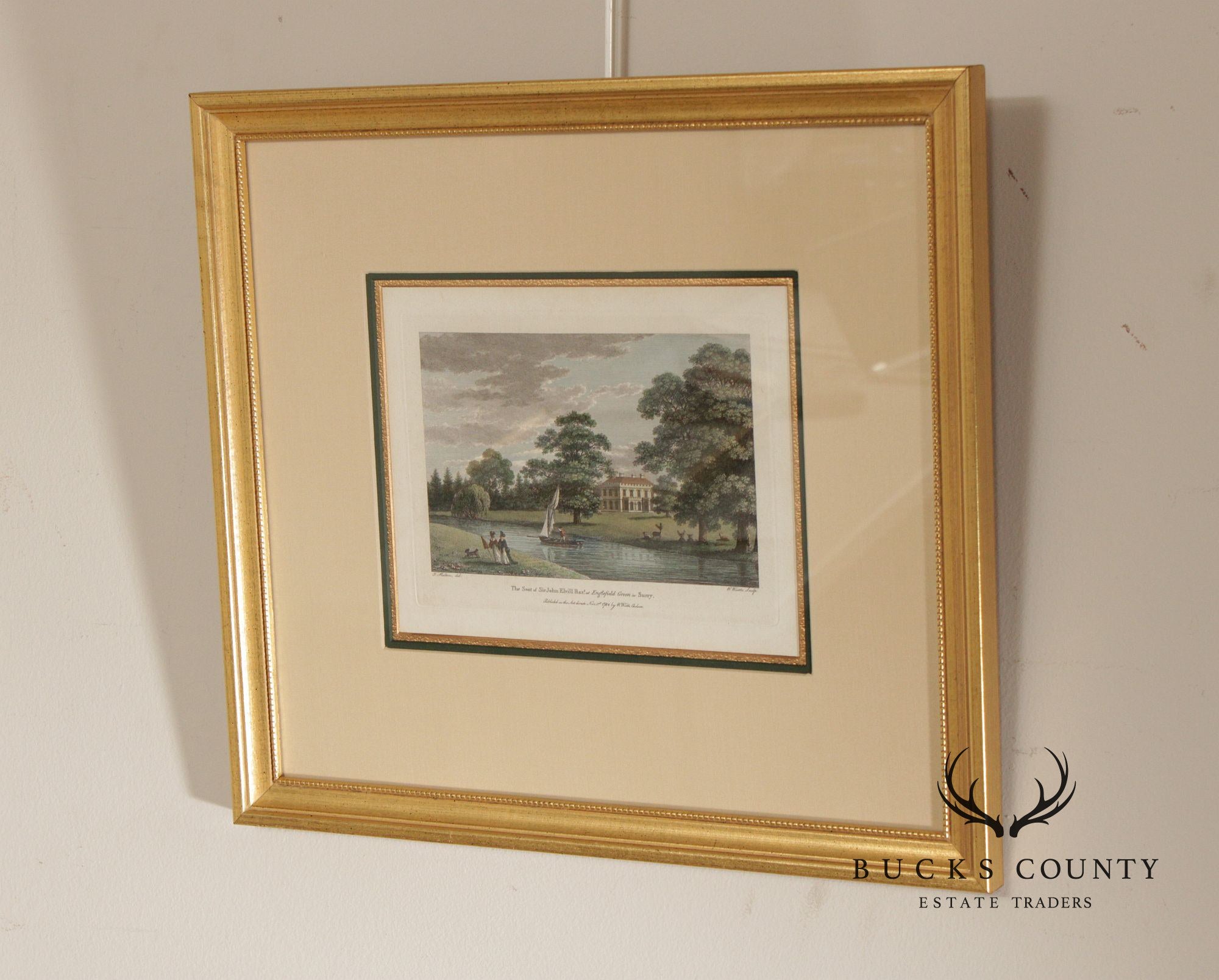 W. Angus Framed Colored Print of English Estate