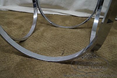 Roger Sprunger Dunbar Style Mid Century Arched Chrome Glass Top Coffee Table