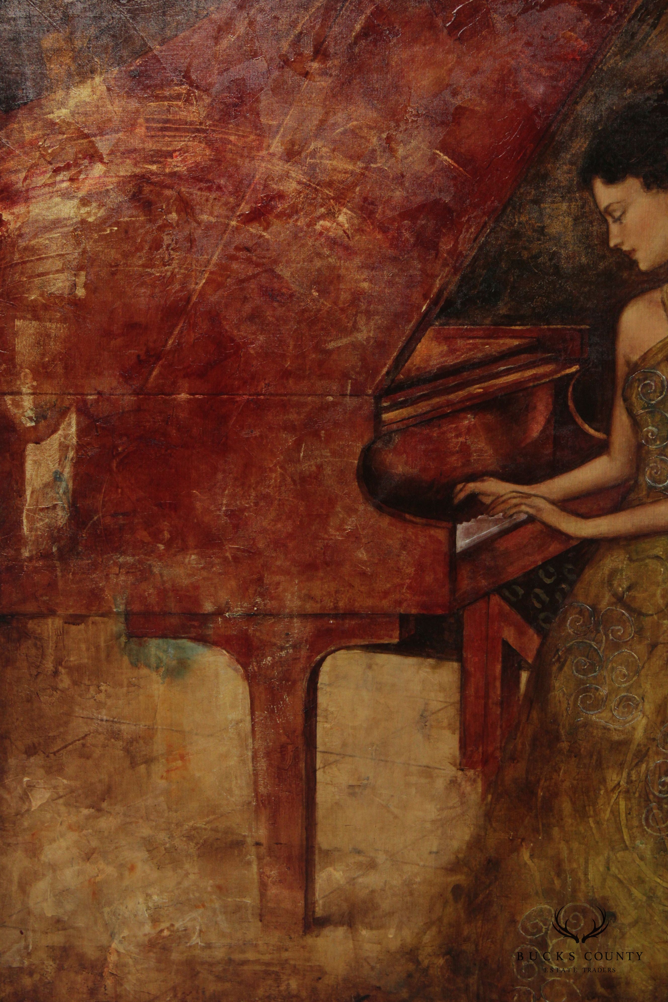 Francois Fressinier 'Piano Sonata' Large Serigraph on Canvas