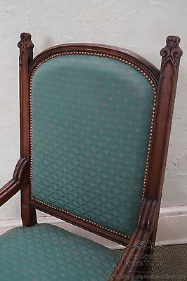 Antique 19th Century Pair of Gothic Oak Throne Arm Chairs