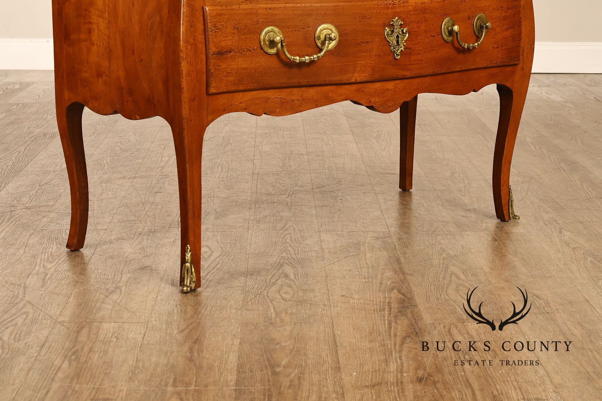 Don Ruseau French Louis XV Style Walnut Marble Top Commode