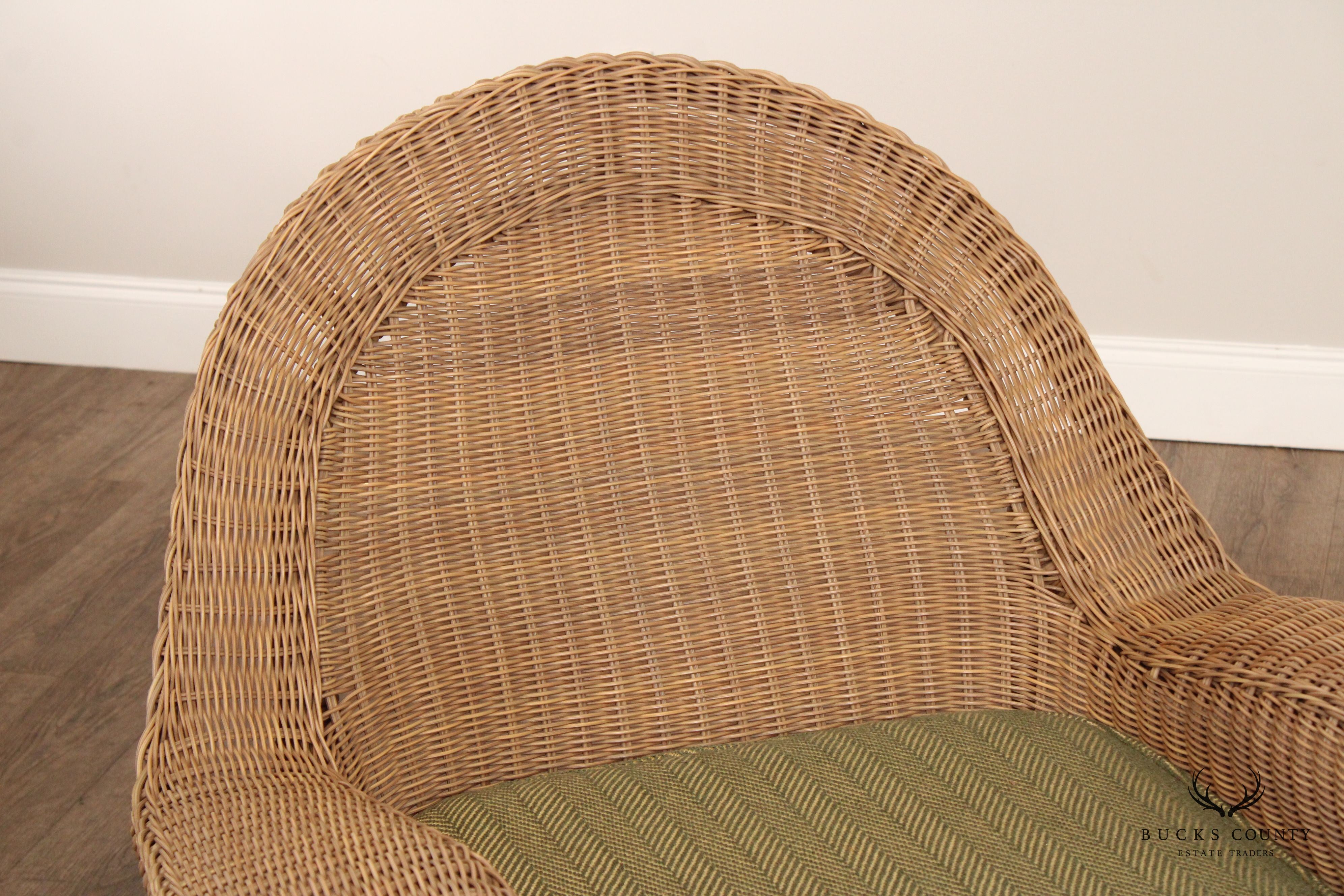 Victorian Style Woven Wicker Patio Chaise Lounge