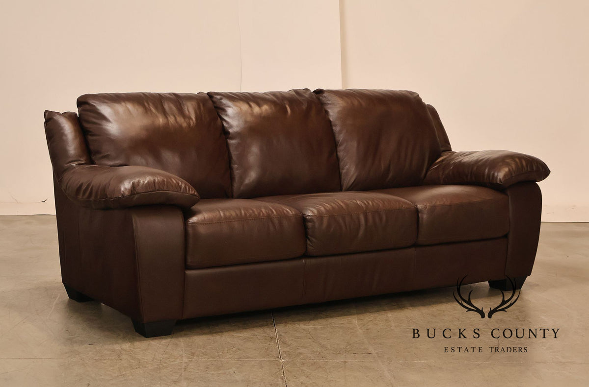 Italsofa Contemporary Brown Leather Three Seat Sofa
