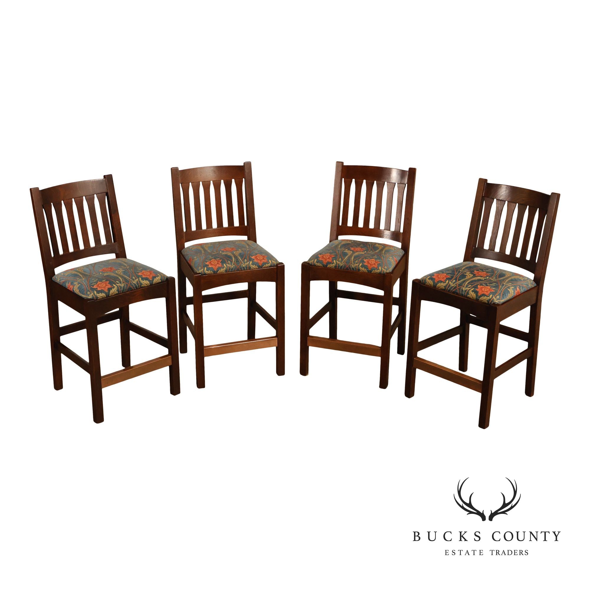 Stickley Mission Collection Set Of Four Cottage Style Bar Stools