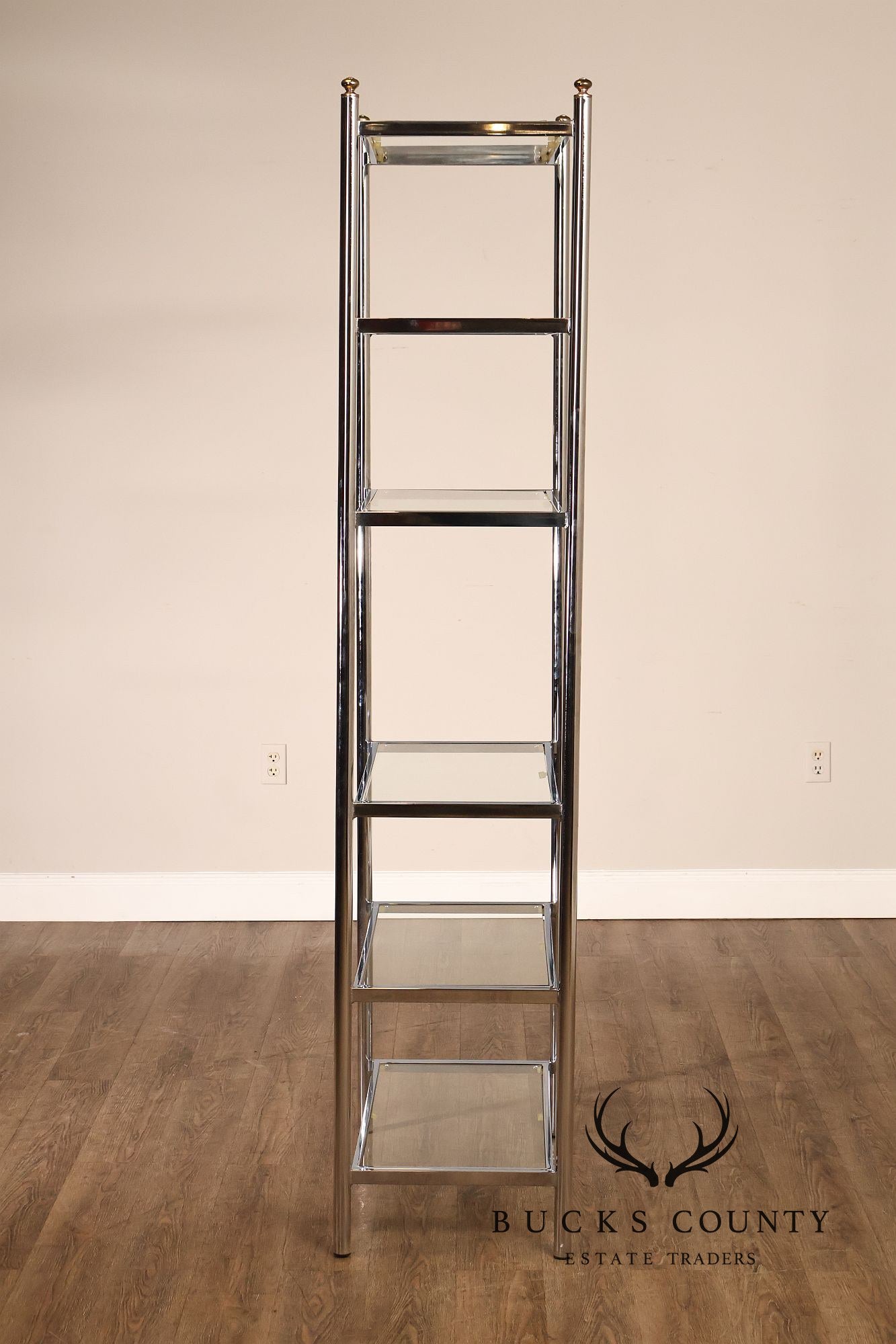 Italian Regency Style Chrome and Glass Etagere Shelf