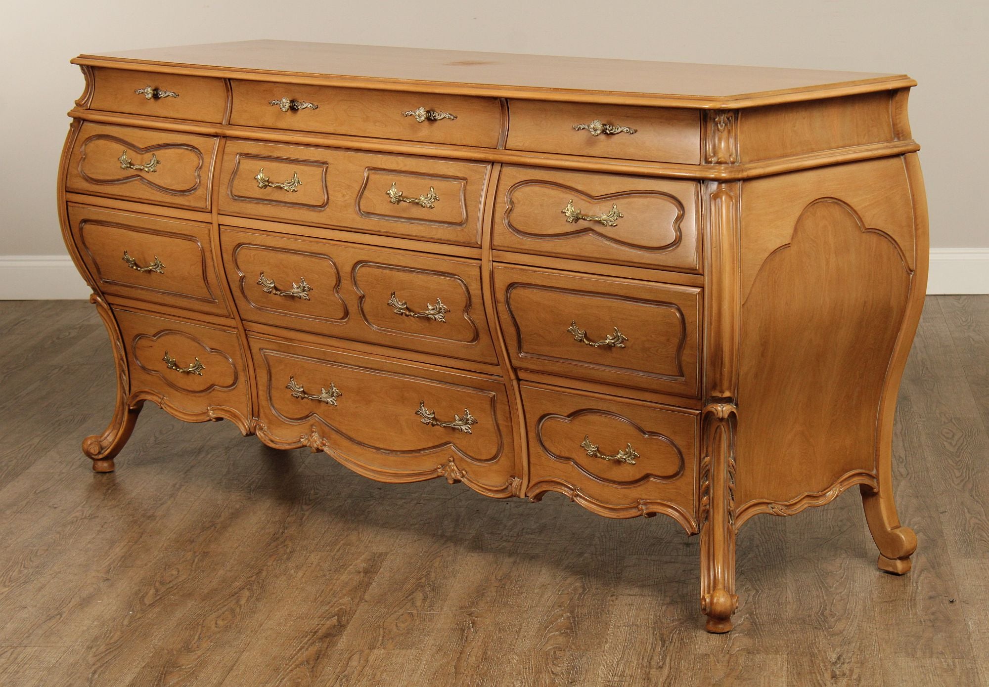 Union Furniture Co. French Louis XV Style Bombe Triple Dresser