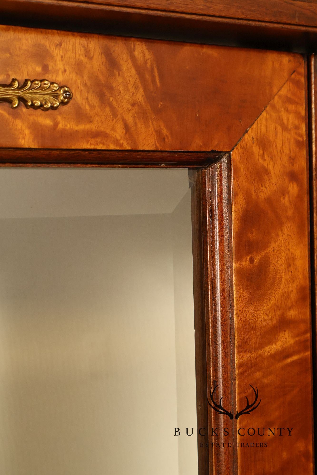 French Empire Style Burl Wood Vitrine Display Cabinet