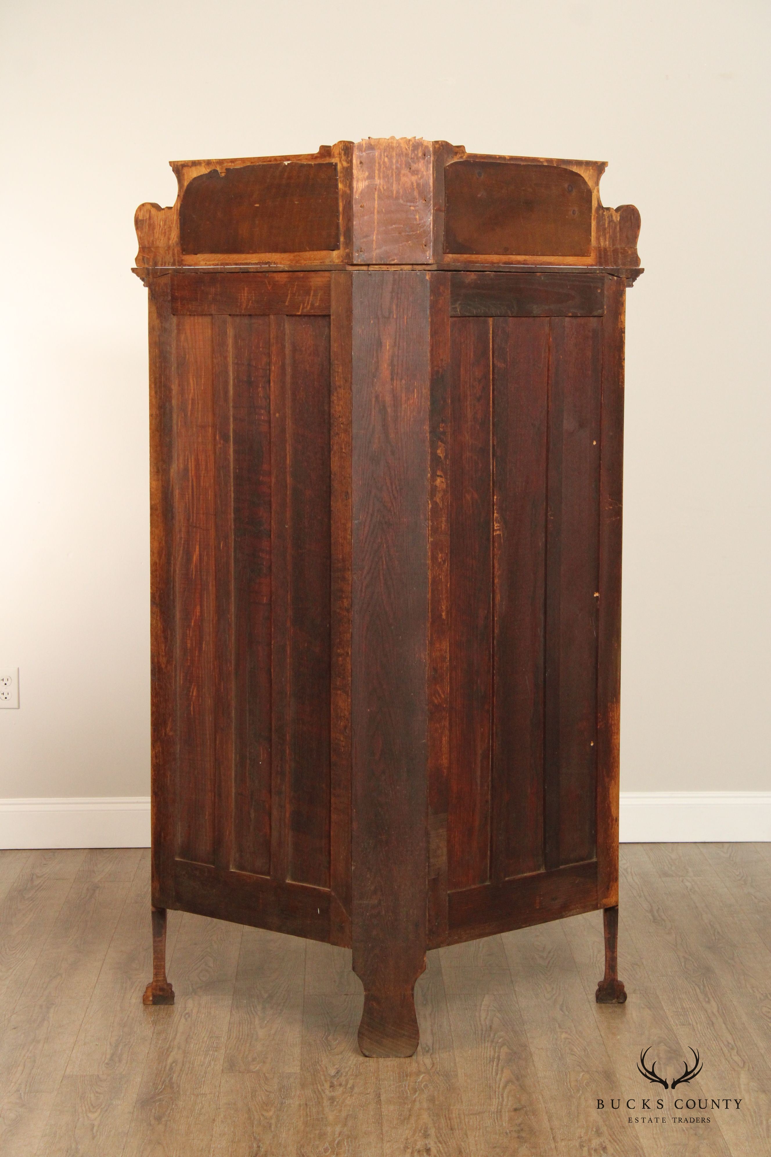 Antique Victorian Oak Corner China Display Cabinet