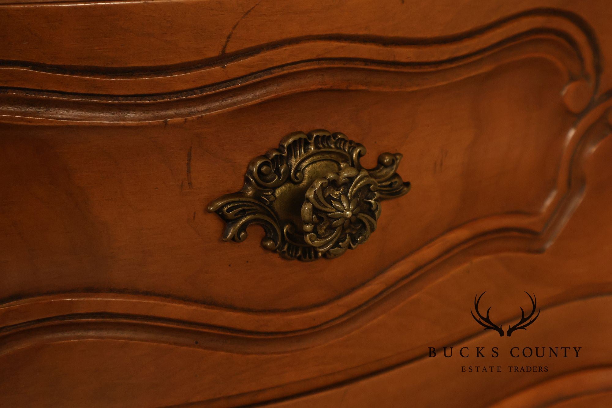 French Provincial Style Marble Top Nine Drawer Dresser