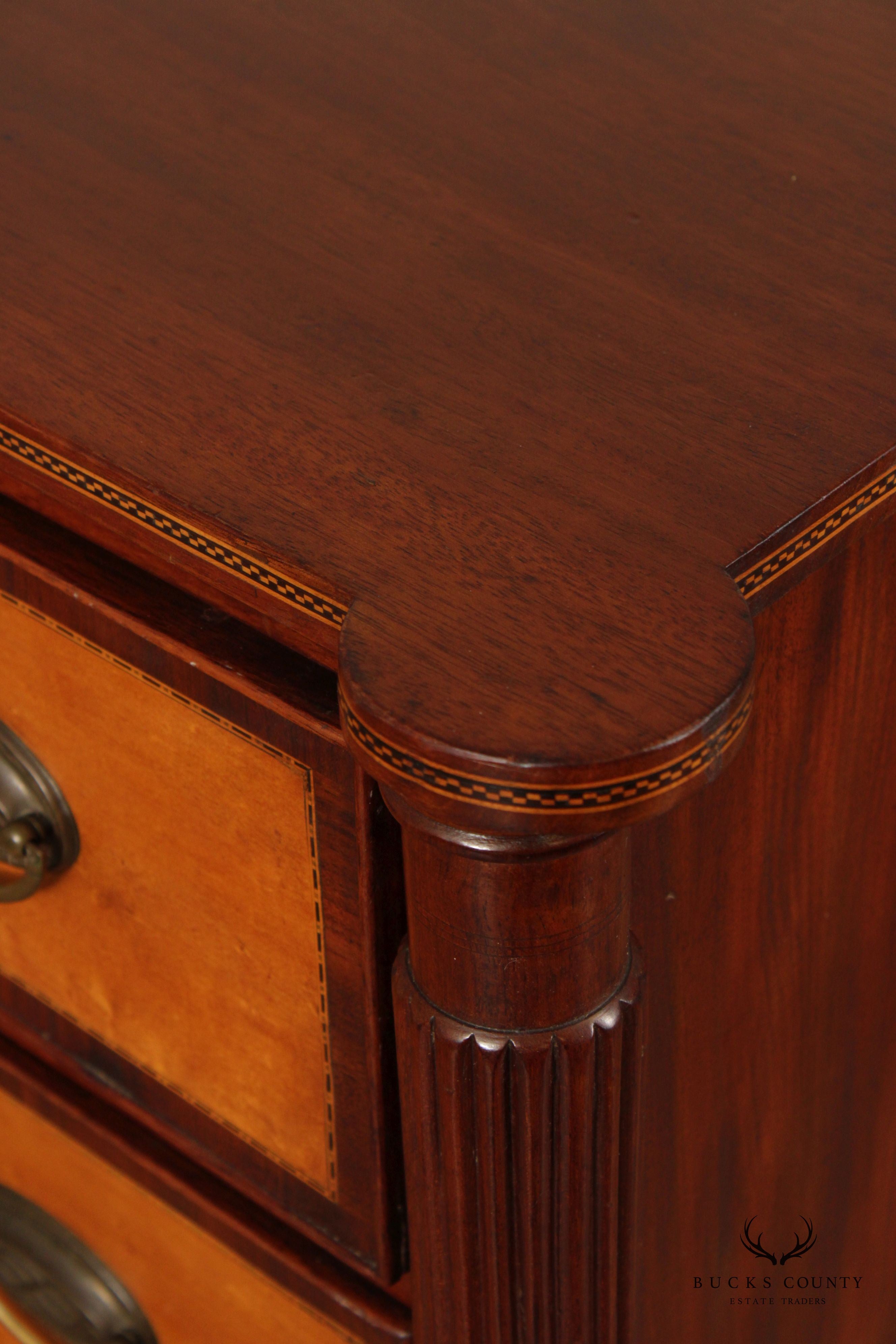 Antique American Sheraton Mahogany and Maple Chest of Drawers