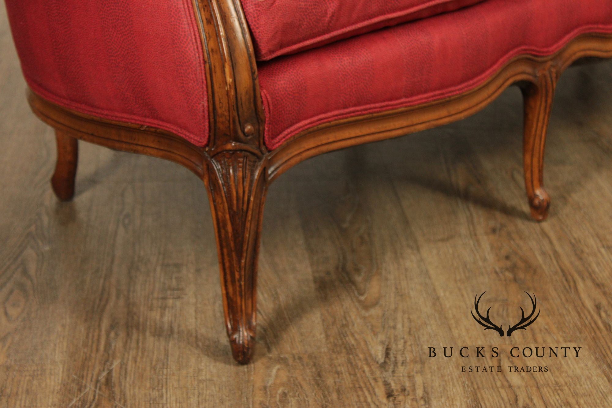 French Louis XV Style Walnut Upholstered Sofa