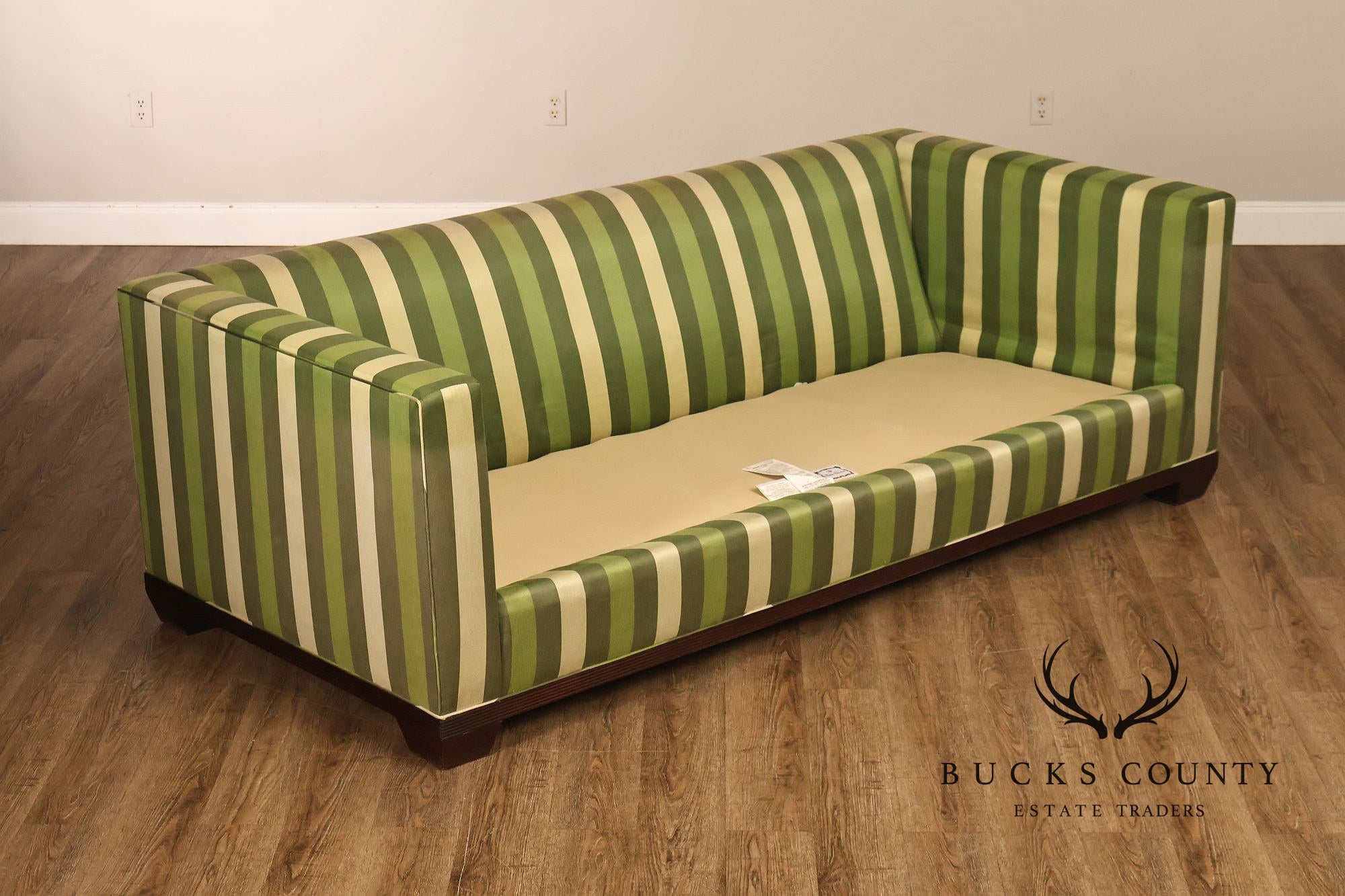 Baker Furniture Barbara Barry Reeded Base Three Cushion Sofa