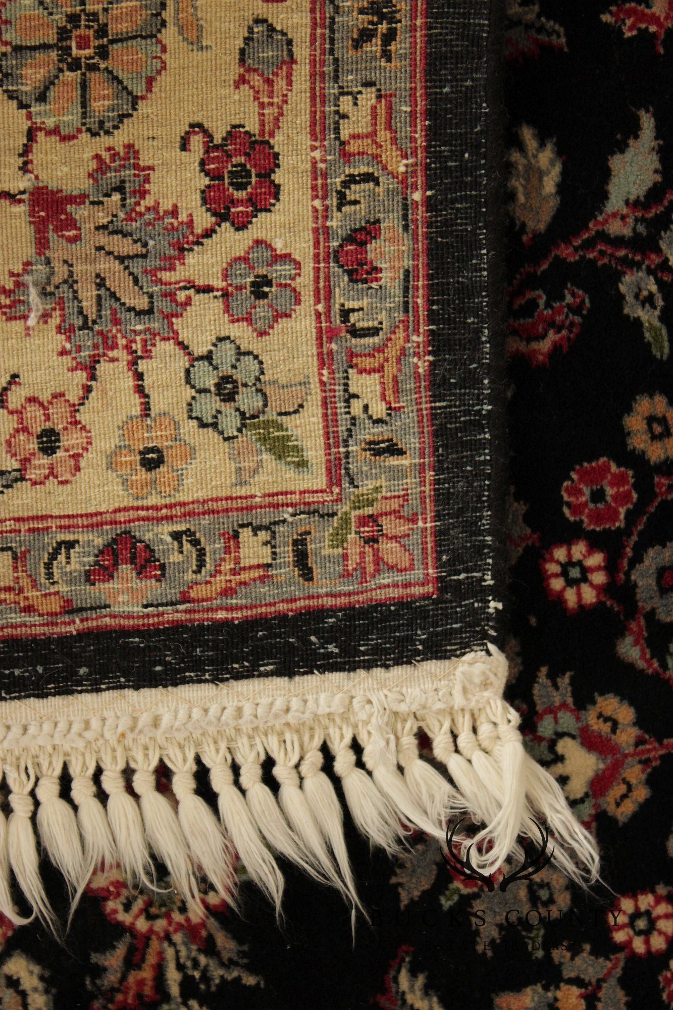 Persian Floral Medallion Style Wool Area Rug With Black Field 4.2 X 6.8