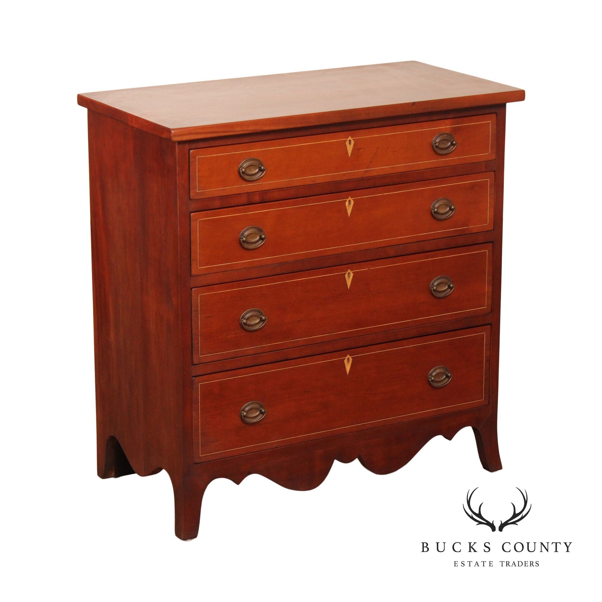 Hand Crafted Federal Style Inlaid Cherry Chest of Drawers