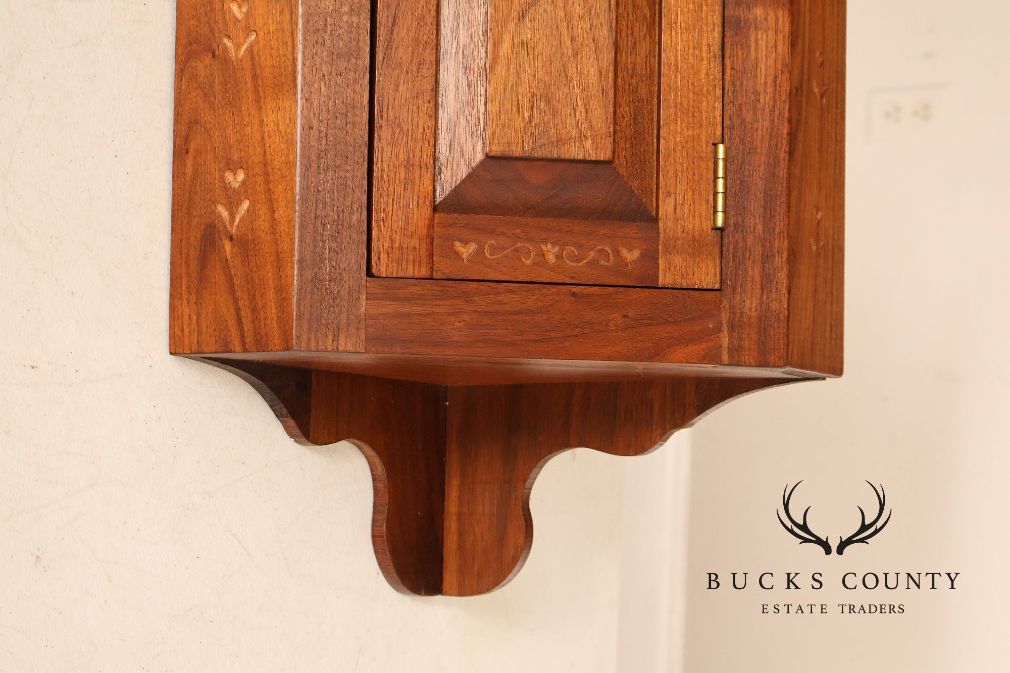 Pennsylvania Dutch Style Walnut Wall Hanging Corner Cupboard