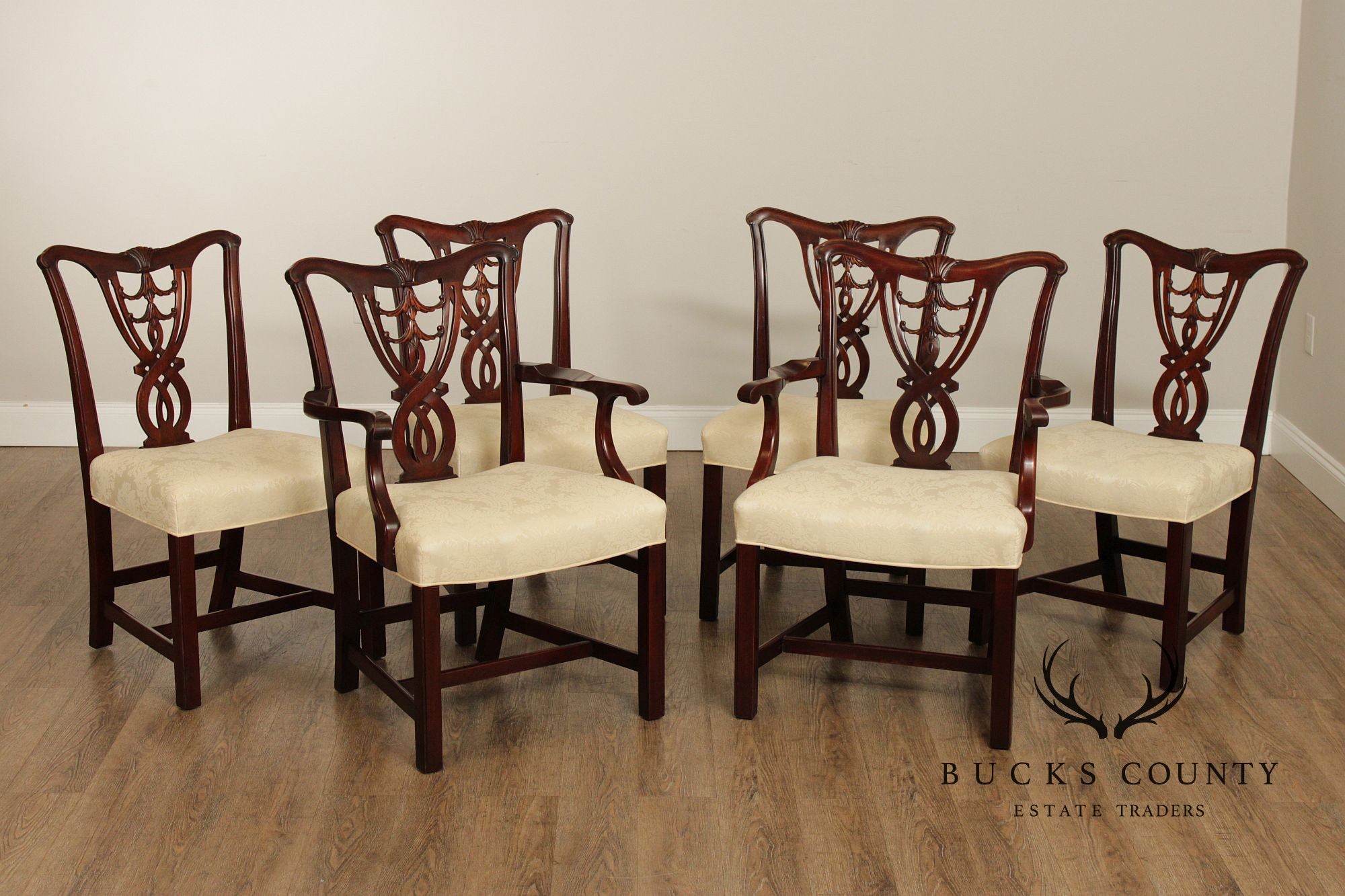 1940's Georgian Style Set of Six Solid Mahogany Dining Chairs