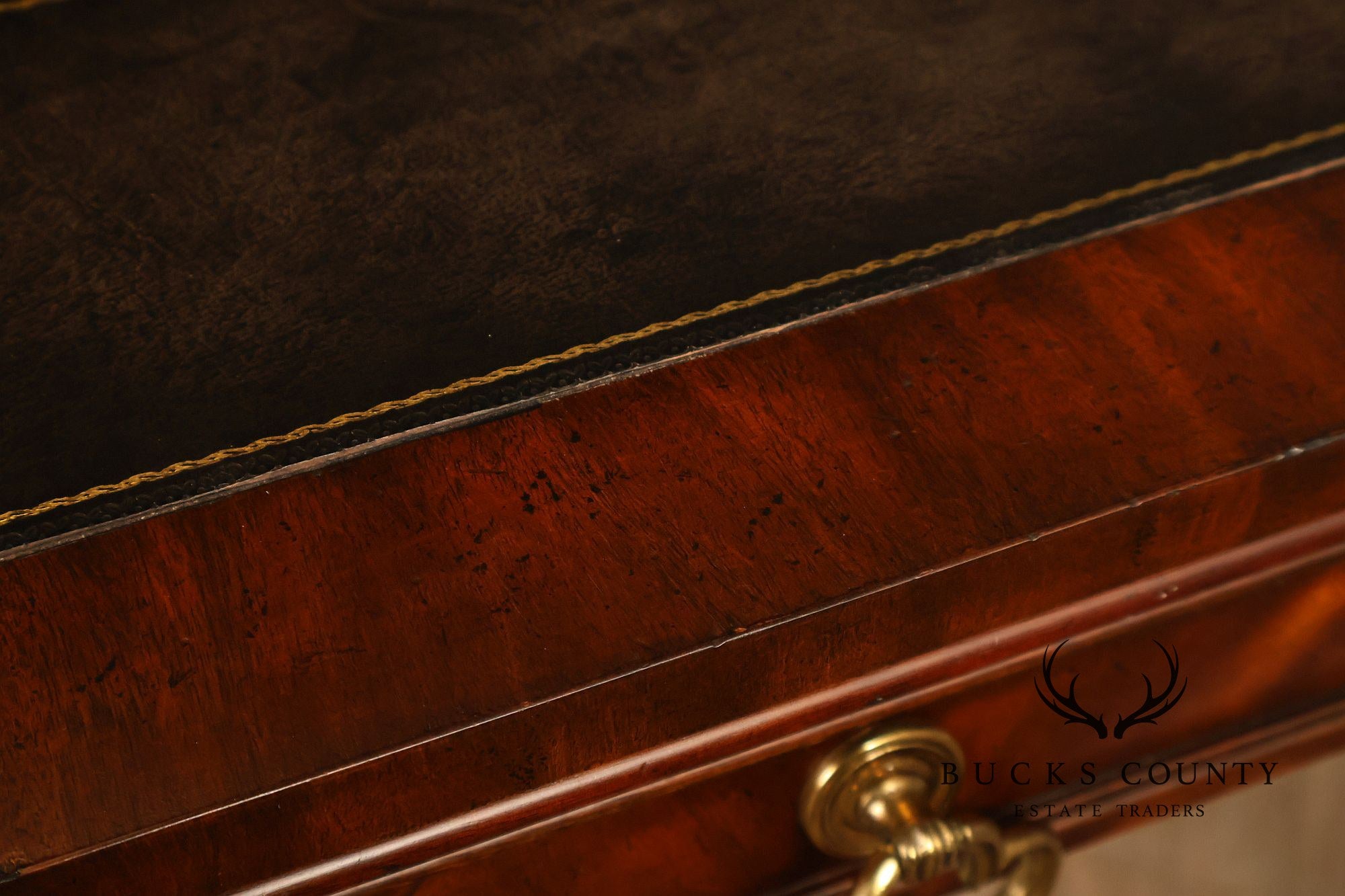 Maitland Smith Regency Style Mahogany Square Leather Top Game Table