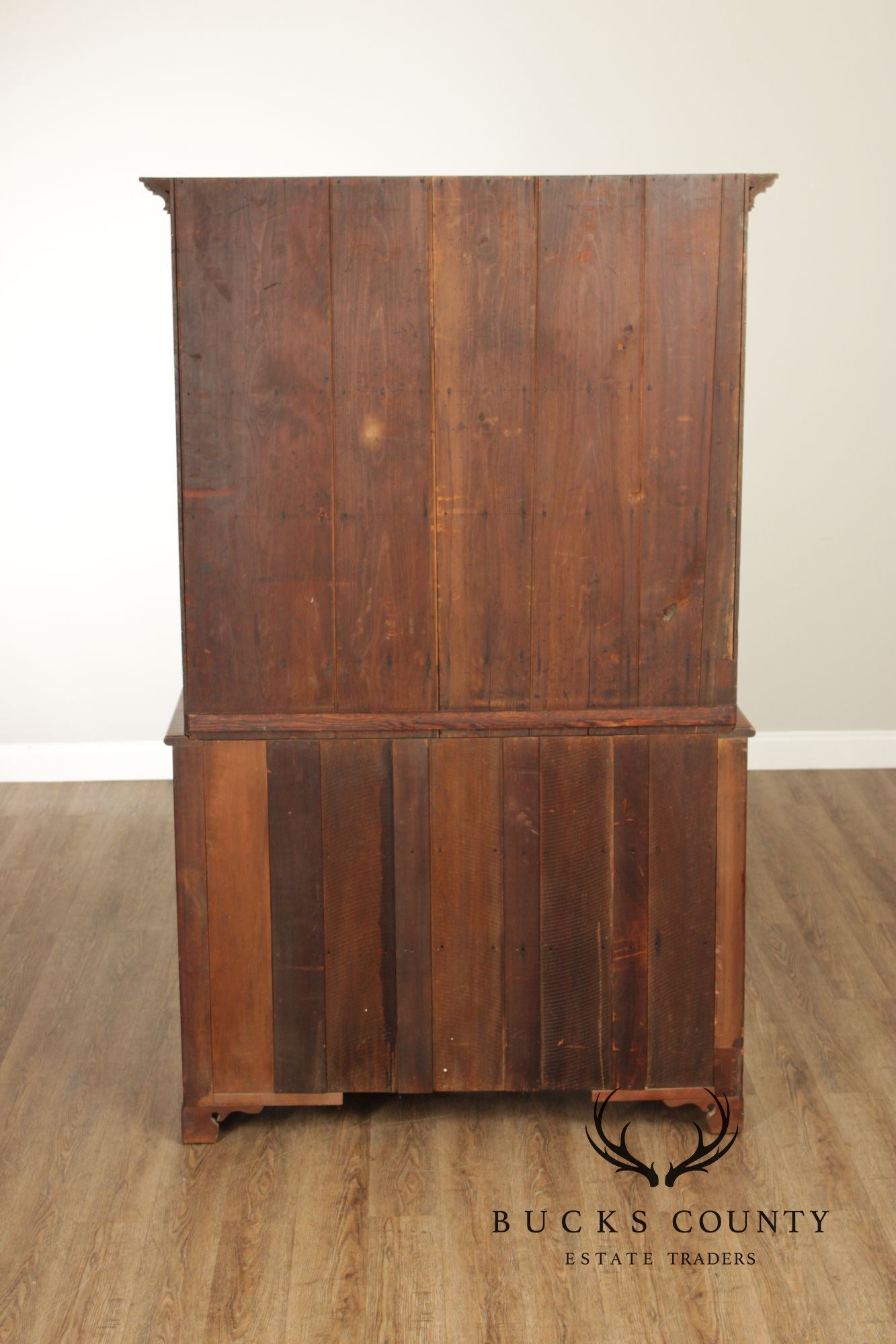 Antique American Cherry Dutch Cupboard Two Piece Hutch Cabinet