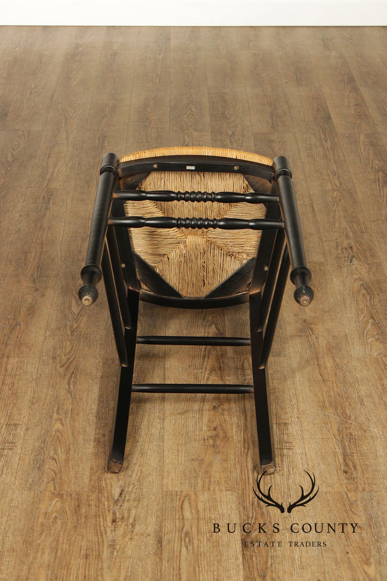 Lillian August Farmhouse Style Pair of Ebonized Counter Stools