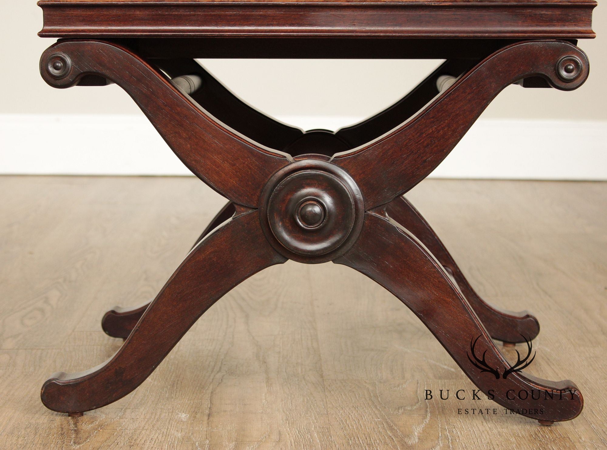 Restoration Hardware English Regency Style Mahogany X Base Bench