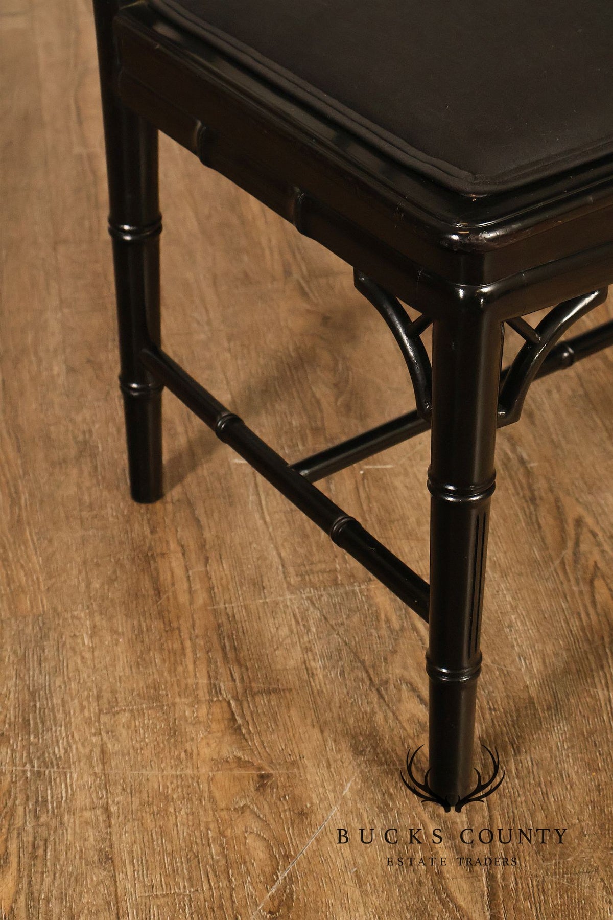Chinese Chippendale Style Set of Four Faux Bamboo Dining Chairs